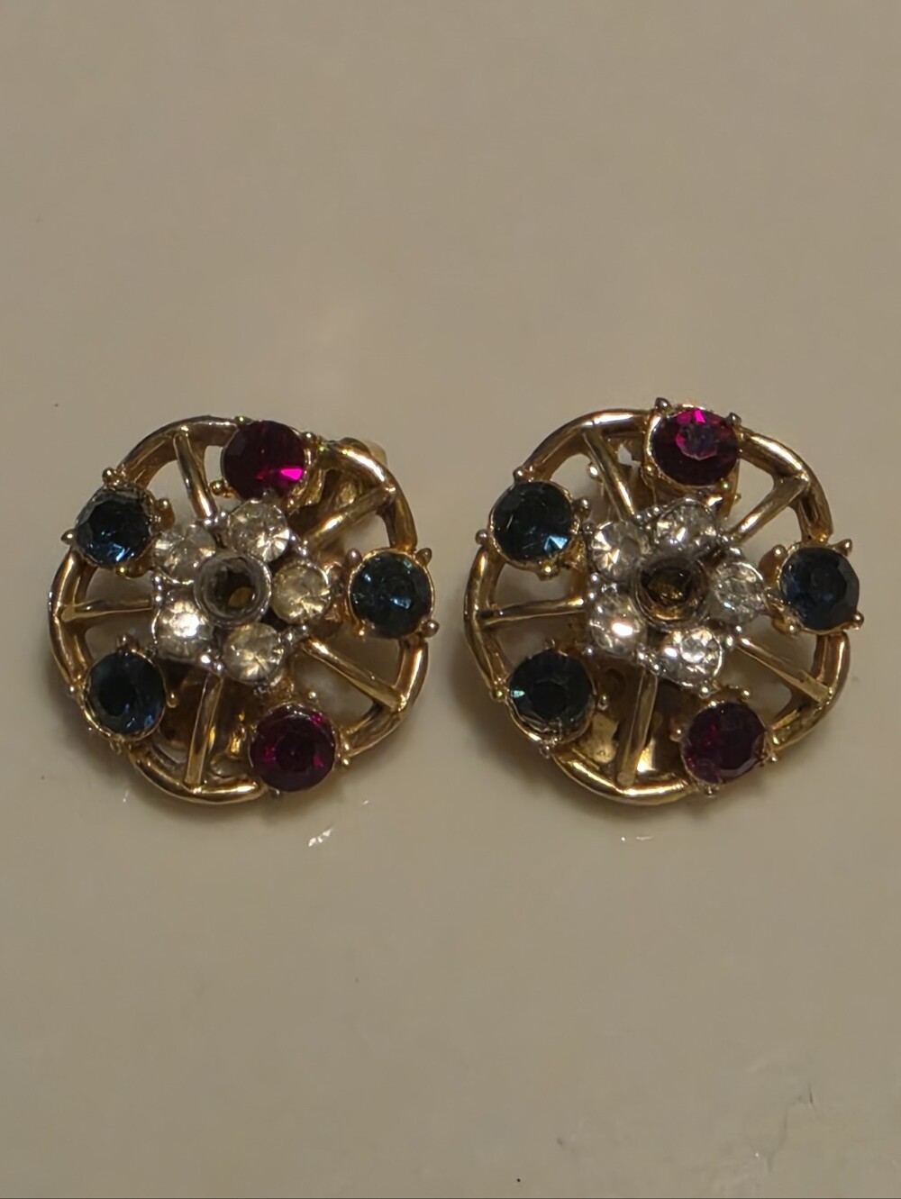 1950s vintage rhinestone clip on earrings